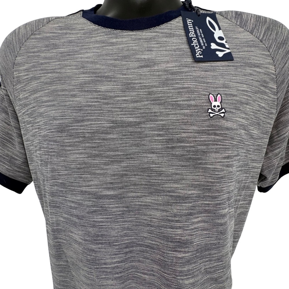 Psycho Bunny‎ Pima Cotton T Shirt Mens Gray Navy Logo Short Sleeve Sz 4 SM NWT